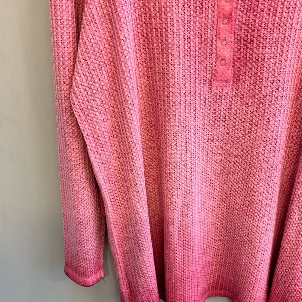 NWT Torrid Waffle Scoop Neck Long Sleeve Henley Top in pink peacock size 3x - Picture 5 of 13